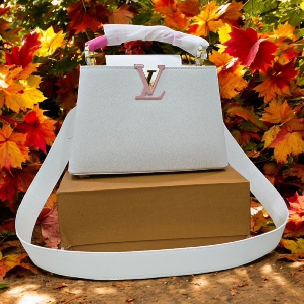 Louis Vuitton Capucines Hand Bag-White With Multicolor Grip