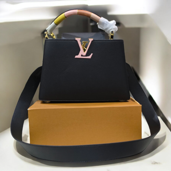 Louis Vuitton Capucines Hand Bag-Black With Multicolor Grip